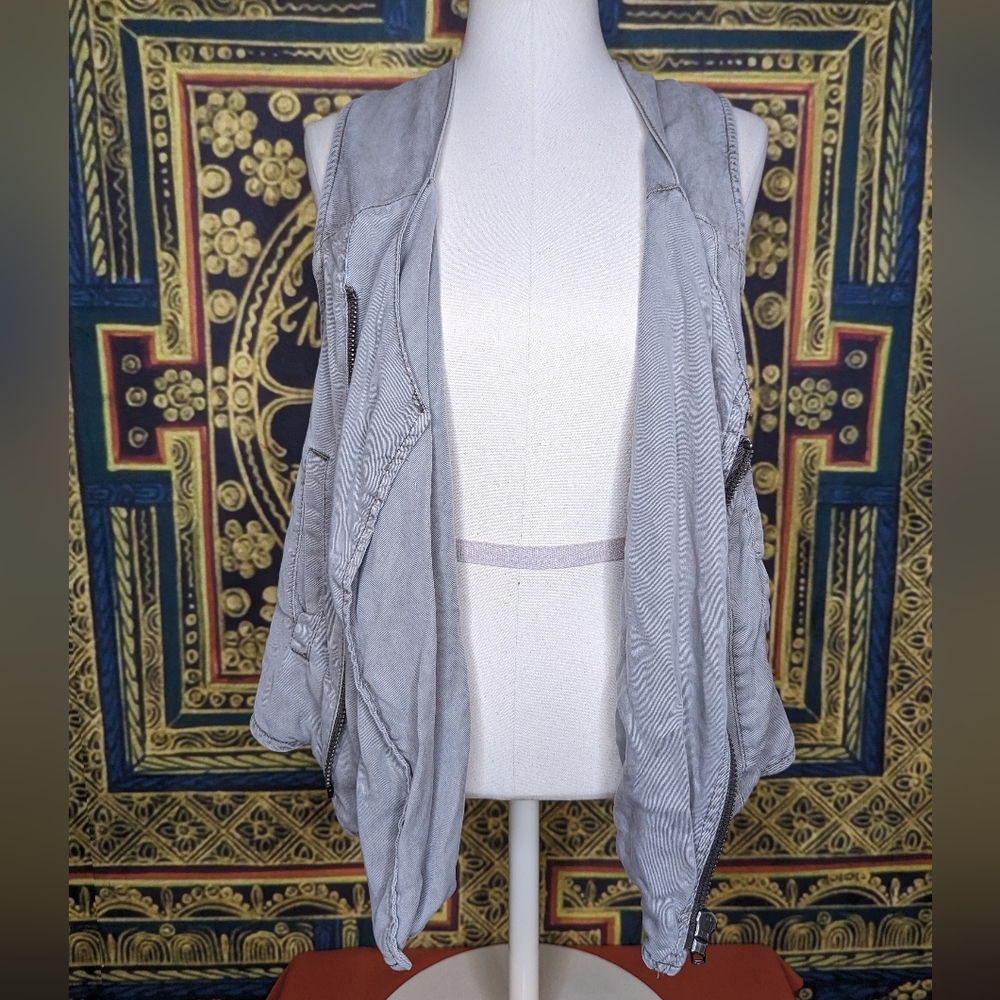 Free People Women Gray Side Zipper Vest Size Medium